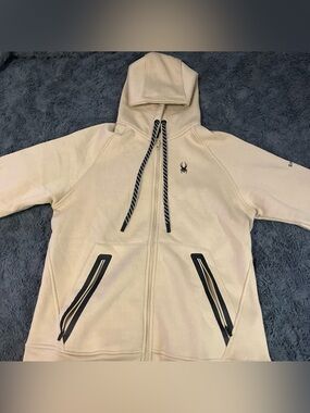 Spyder Beige Hoodie with Black Logo and Trim